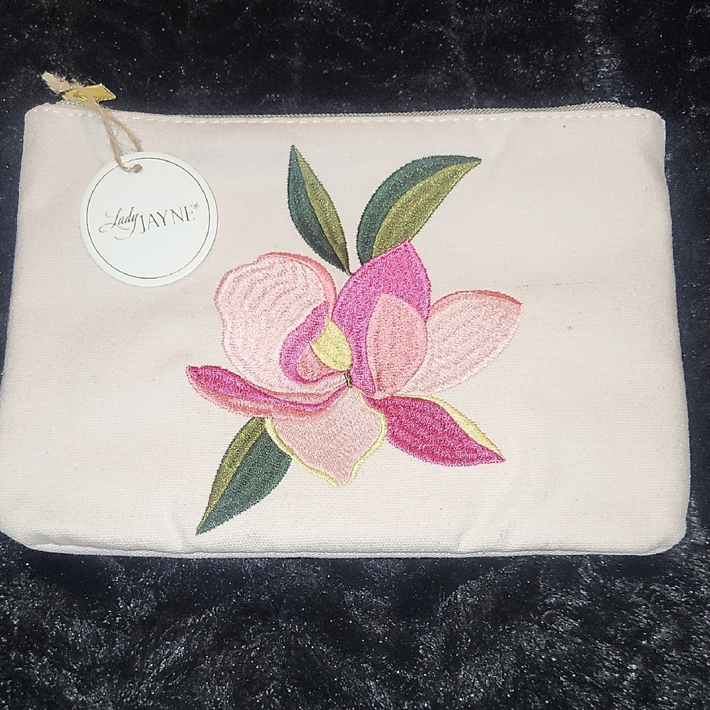 Lady Jayne Pink Floral Canvas Cosmetic Bag - Picture 1 of 5